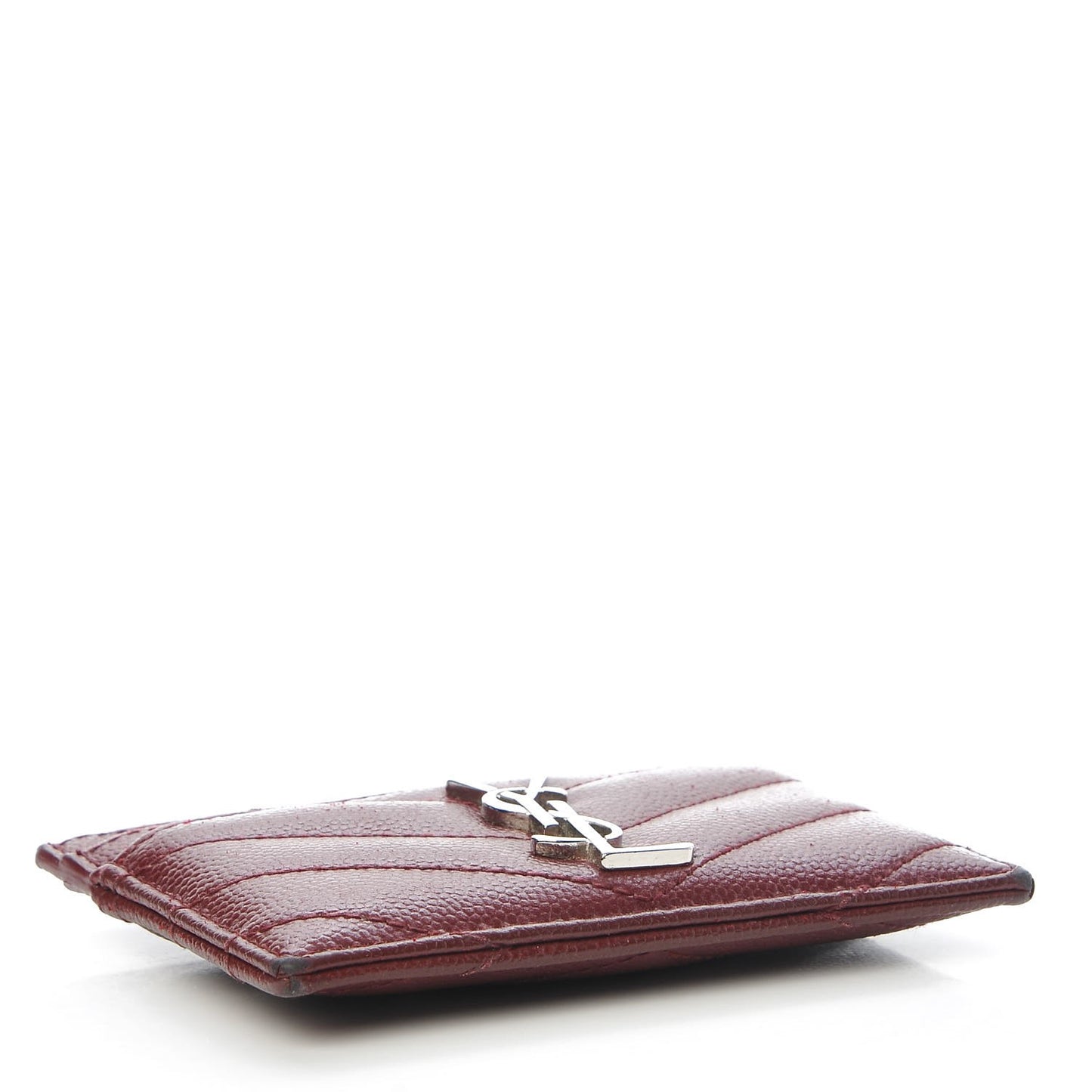 Grain De Poudre Matelasse Chevron Monogram Credit Card Case Palissandre