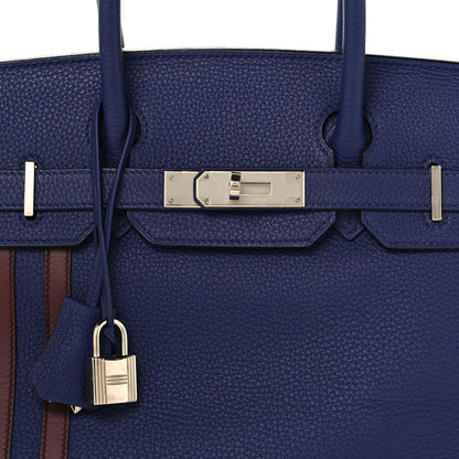 Hermes Togo Swift Officier Birkin 30 Bleu Encre Rouge H 8 of 13