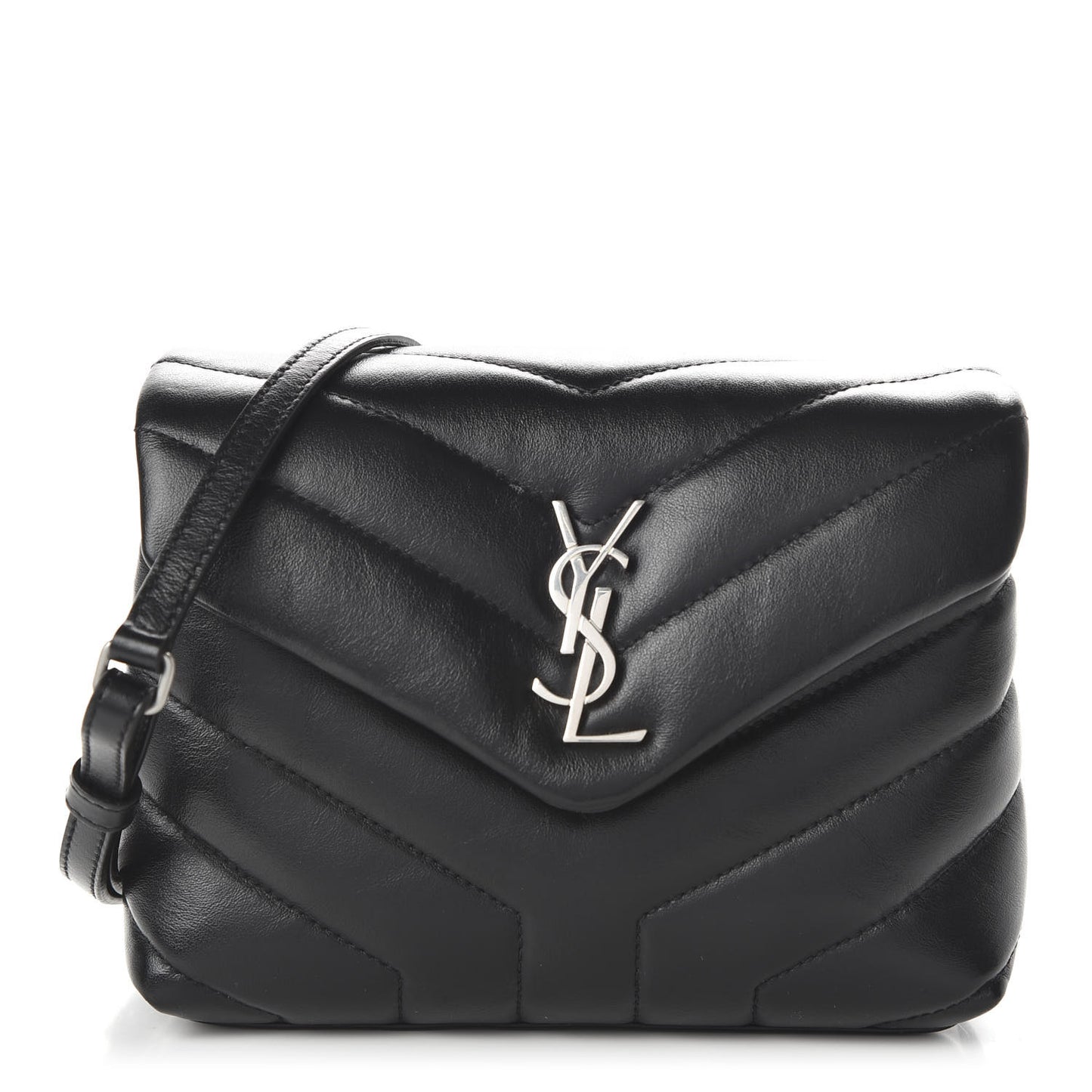 Calfskin Y Quilted Monogram Toy Loulou Crossbody Bag Black