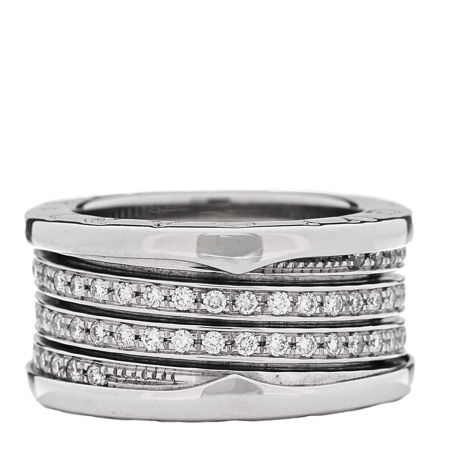 Bulgari 18K White Gold Diamond B.Zero1 Four-Band Full Pave Ring 53 6.25 3 of 4