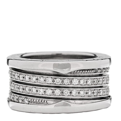 Bulgari 18K White Gold Diamond B.Zero1 Four-Band Full Pave Ring 53 6.25 3 of 4