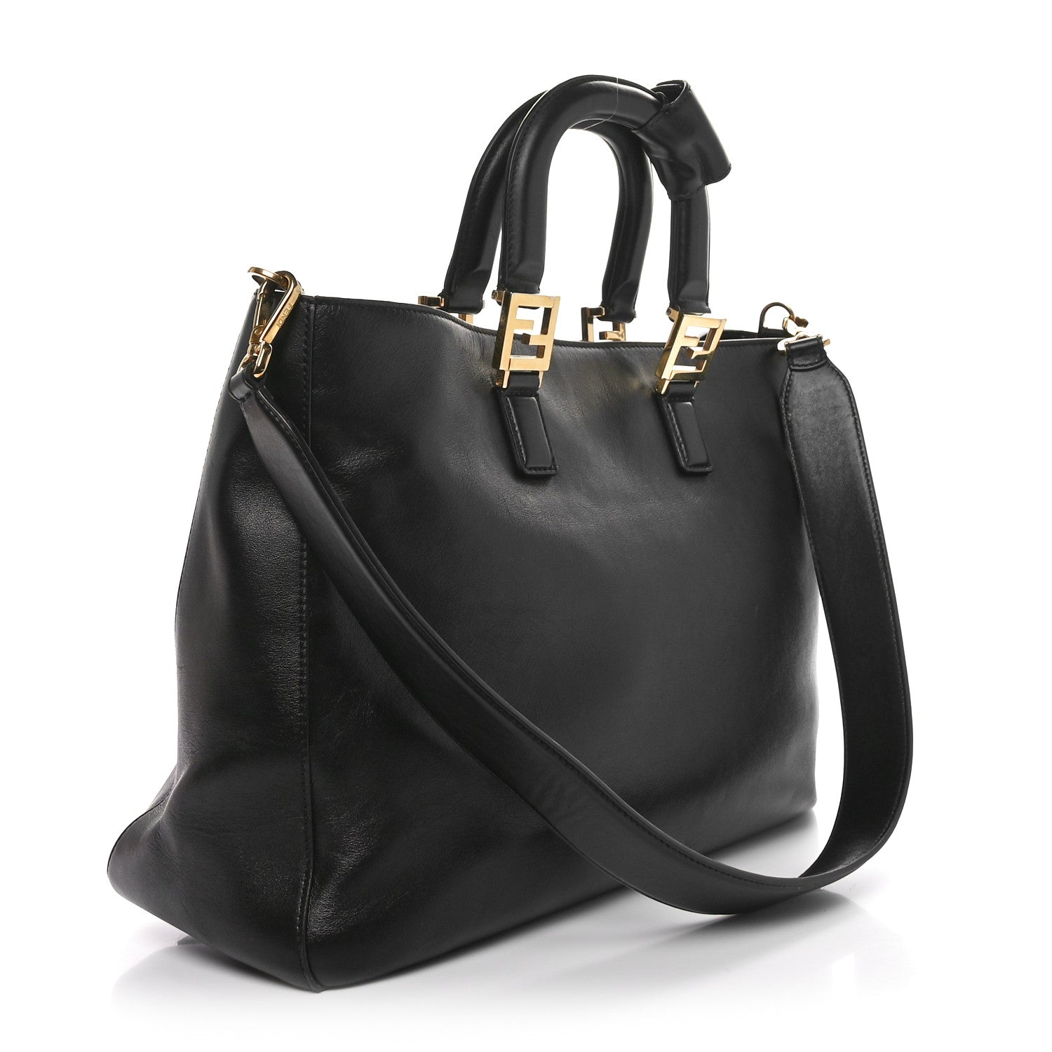 Fendi Vitello Glacier Medium FF Tote Black 3 of 12