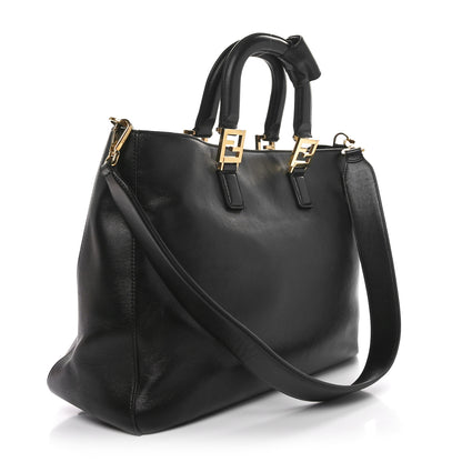 Fendi Vitello Glacier Medium FF Tote Black 3 of 12