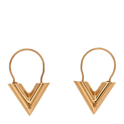 Louis Vuitton Brass Essential V Hoop Earrings Gold 1 of 4