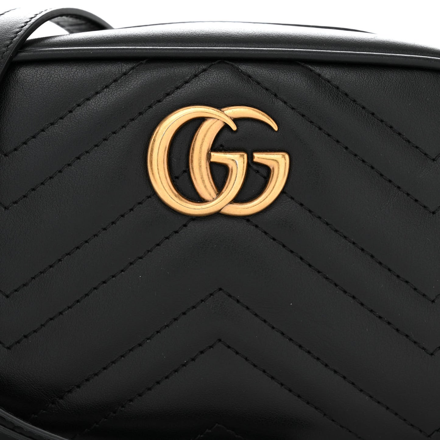 Calfskin Matelasse Mini GG Marmont Chain Shoulder Bag Black