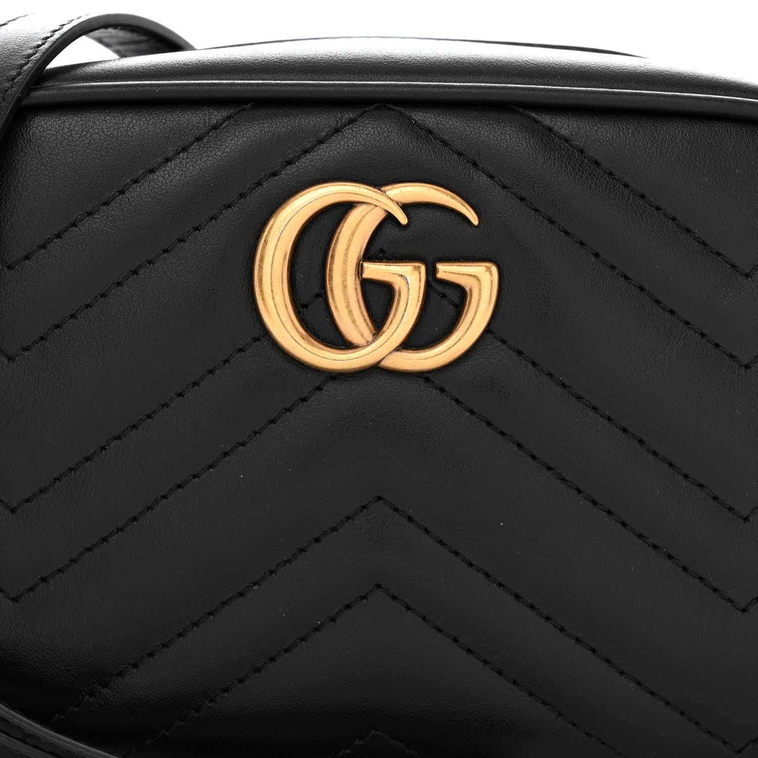 Gucci Calfskin Matelasse Mini GG Marmont Chain Shoulder Bag Black 8 of 11