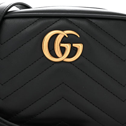 Gucci Calfskin Matelasse Mini GG Marmont Chain Shoulder Bag Black 8 of 11