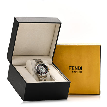 Fendi Stainless Steel Mother of Pearl Topaz Spinel 38mm Ishine Rotating Gem Two Tone Quartz Watch Black 7 of 7