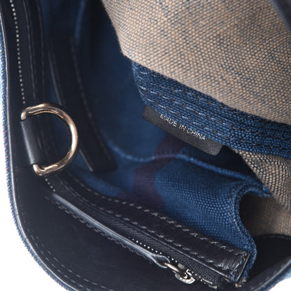 Burberry Overdyed Canvas Mega Check Medium Ashby Hobo Ultramarine Blue 8 of 9