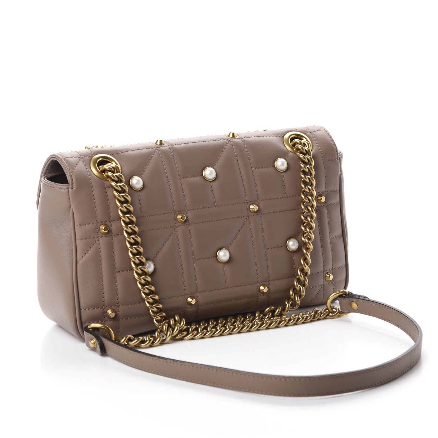 Calfskin Matelasse Studded Mini Pearly GG Marmont Shoulder Bag Porcelain Rose