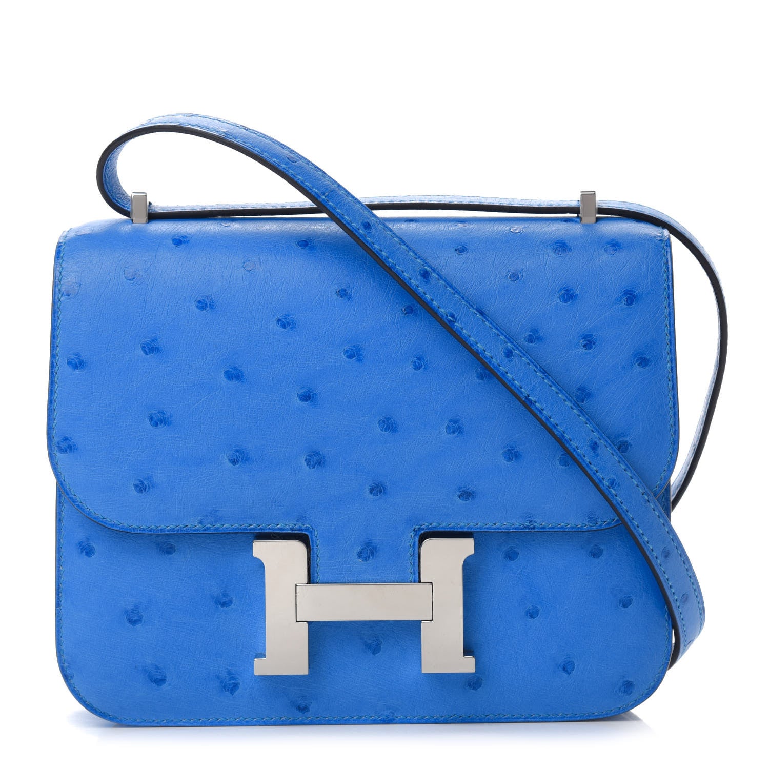 Hermes Ostrich Constance 18 Bleuet 1 of 11