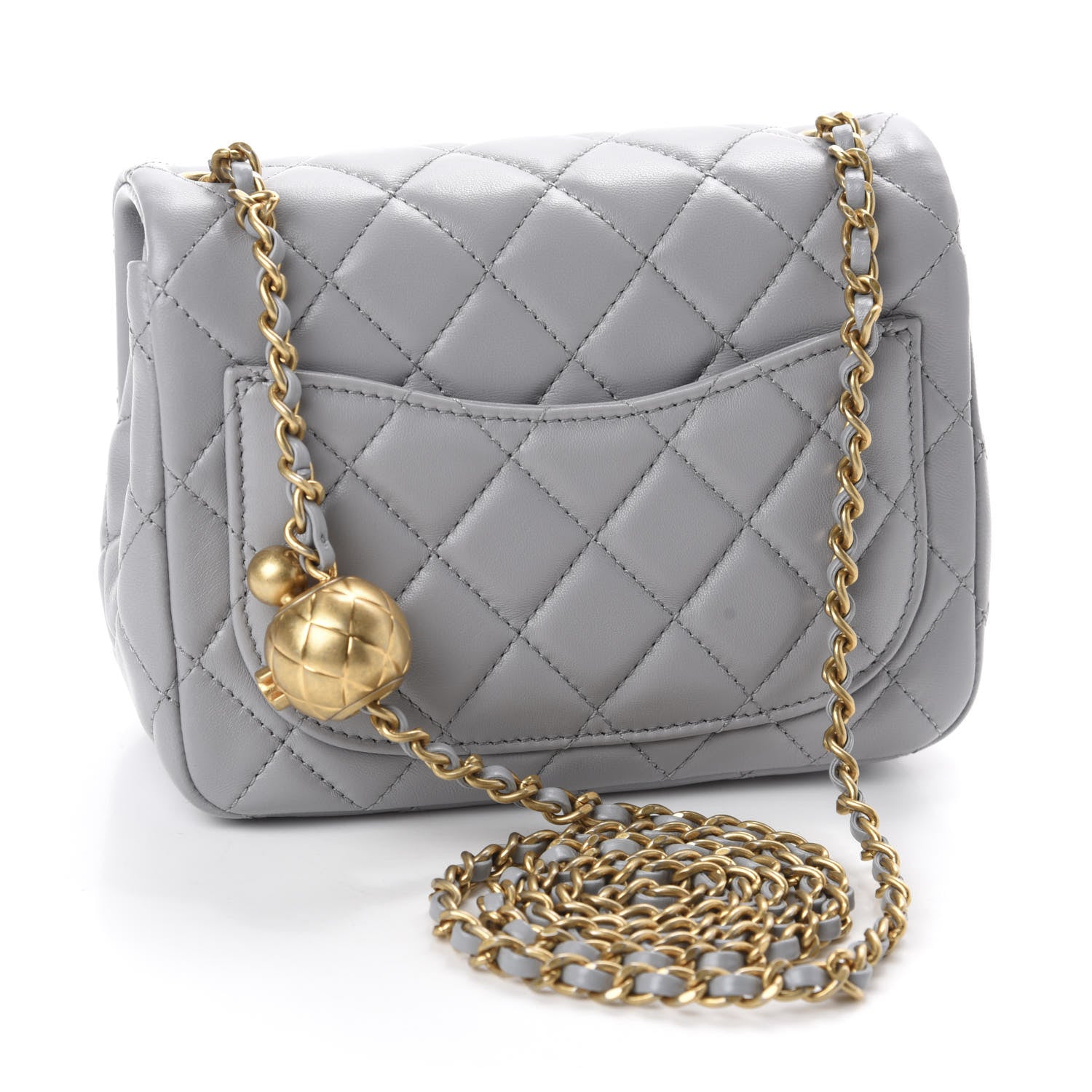 Chanel Lambskin Quilted Mini Pearl Crush Flap Light Grey 3 of 11