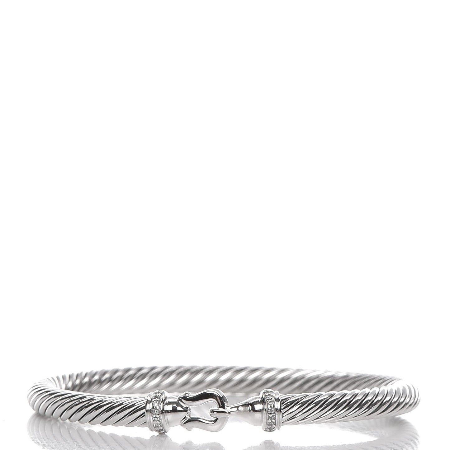 Sterling Silver Diamond 5mm Cable Buckle Bracelet