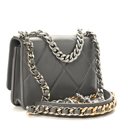 Chanel Lambskin Quilted Chanel 19 Wallet On Chain WOC Dark Grey 3 of 10