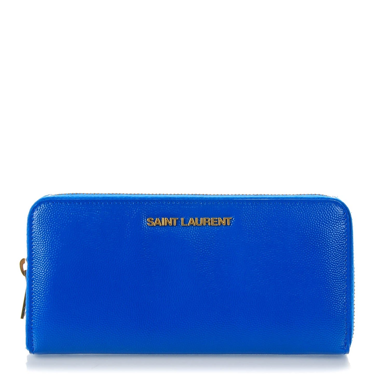 Patent Grain De Poudre Classic Letters Zip Around Wallet Royal Blue