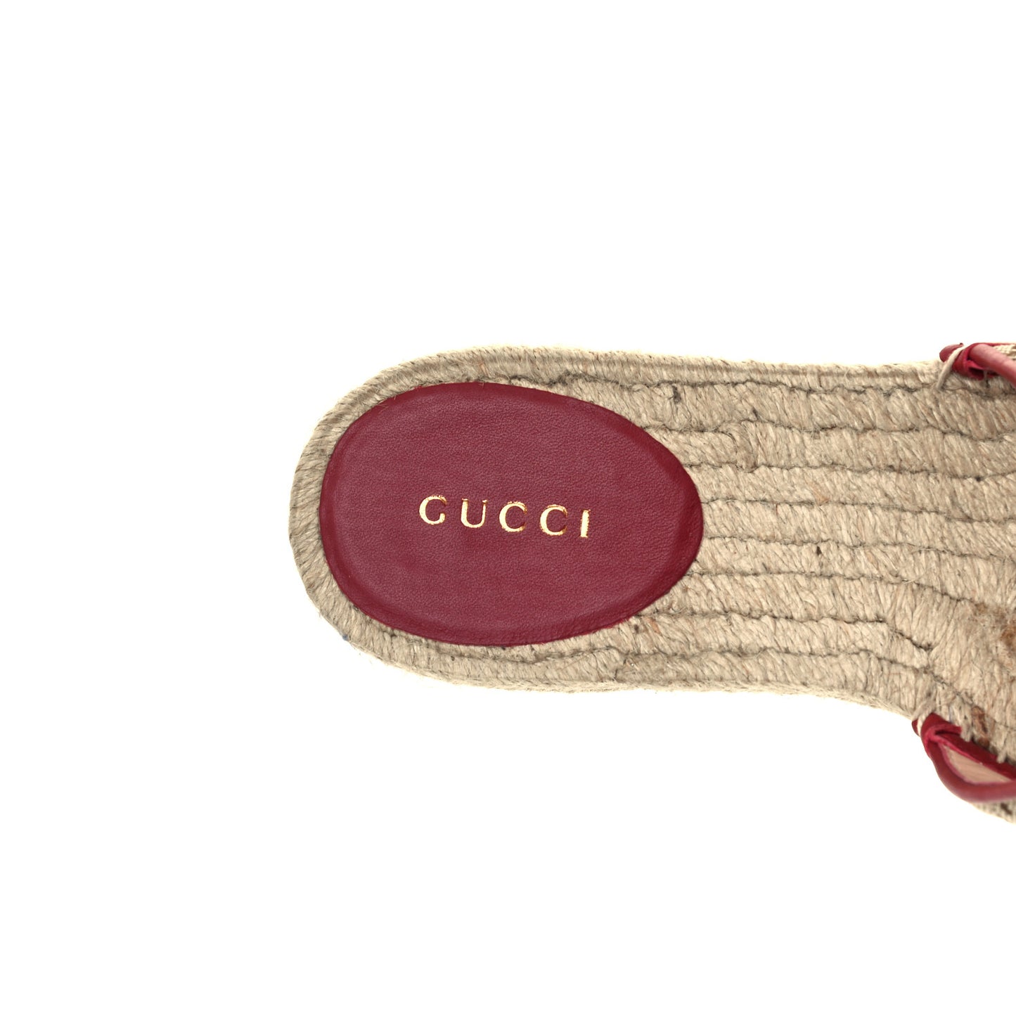 Monogram Matelasse GG Marmont Espadrille 20mm Slide Sandals 37.5 Beige Ebony New Cherry Red