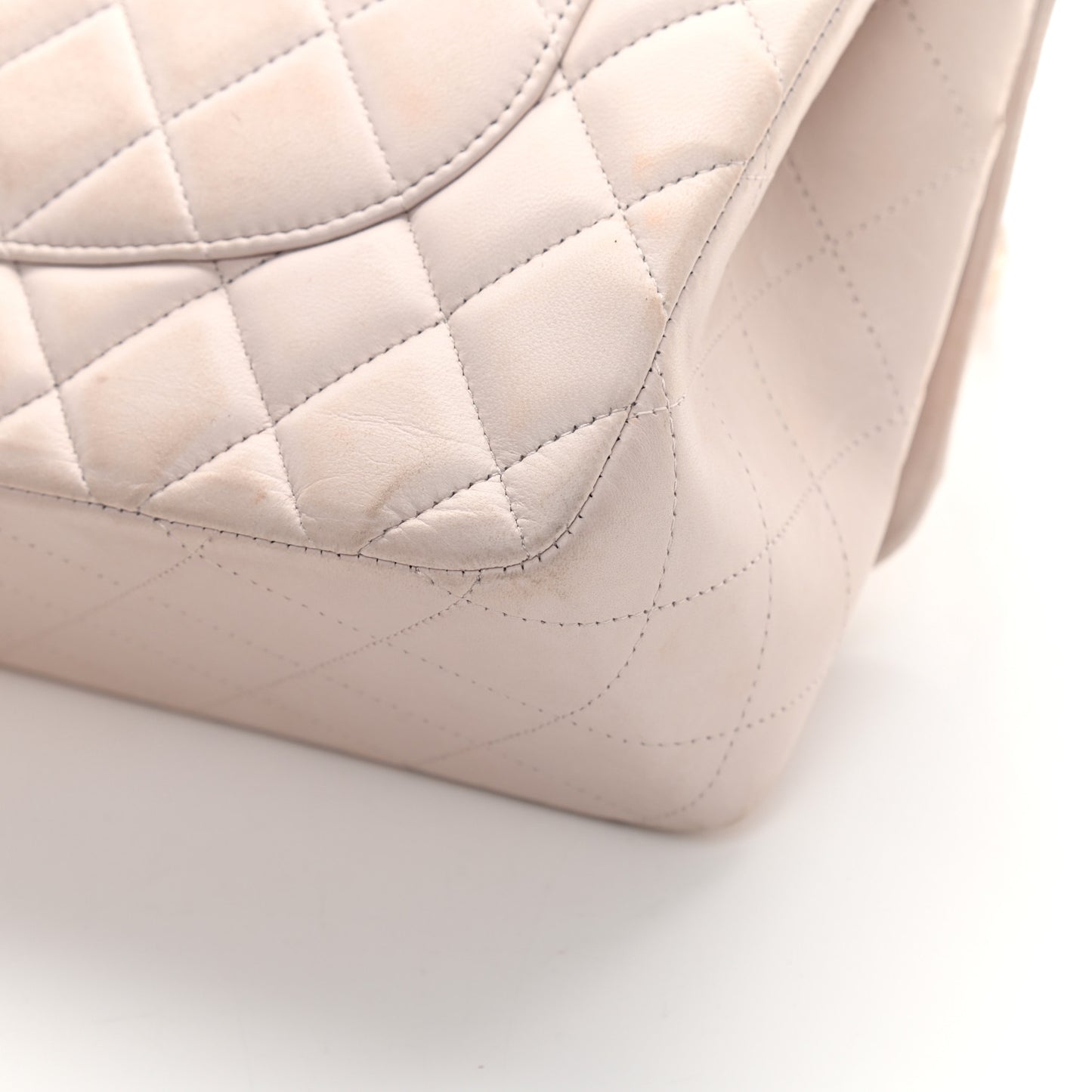 Lambskin Quilted Jumbo Double Flap Light Pink