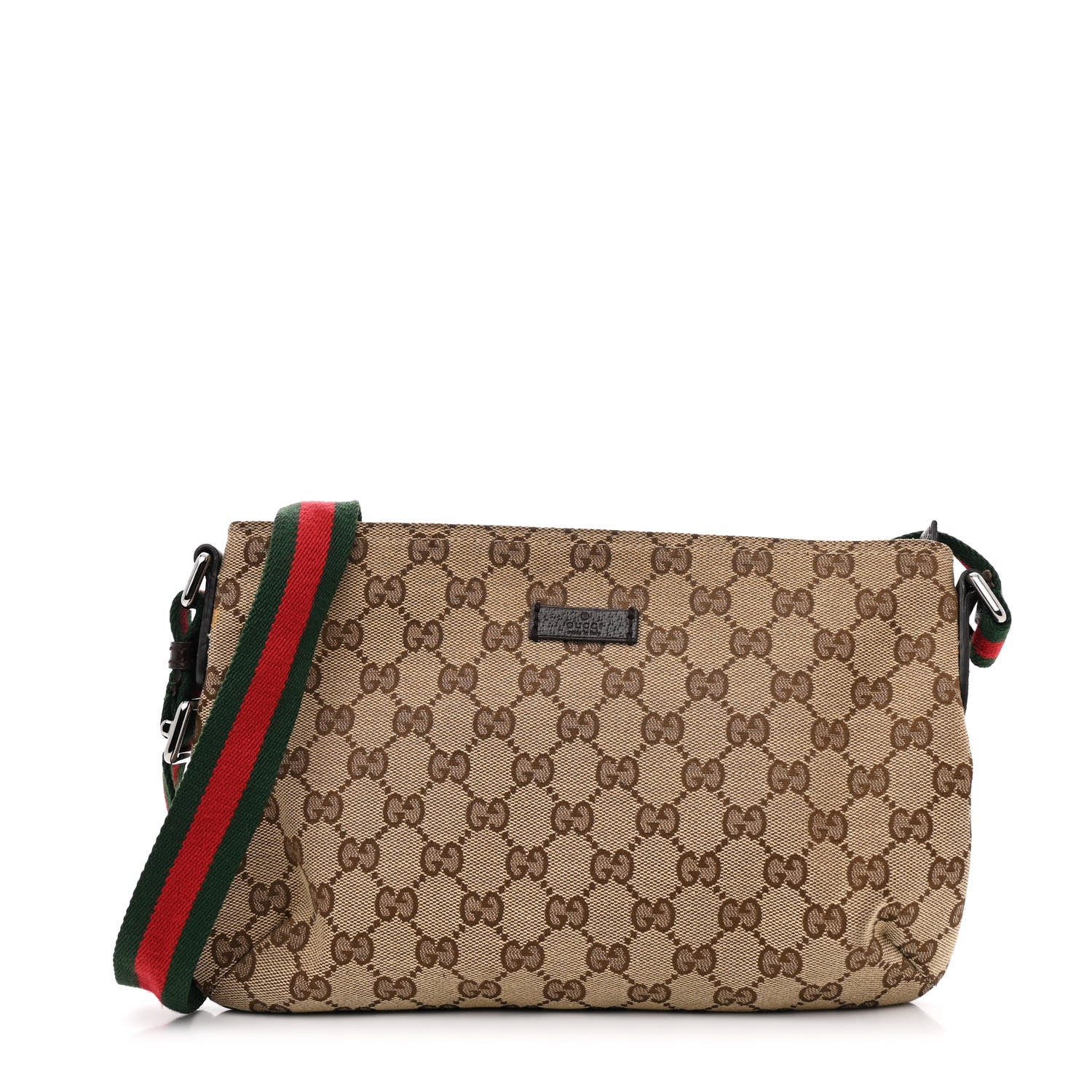 Gucci Monogram Web Small Flat Messenger Crossbody Dark Brown 1 of 12