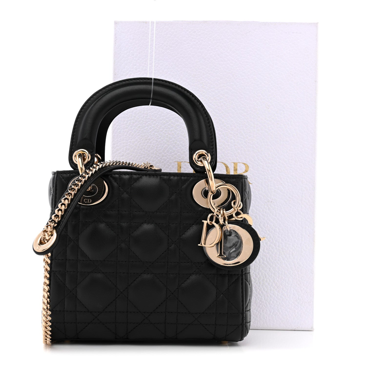 Christian Dior Lambskin Cannage Mini Lady Dior Black 13 of 13