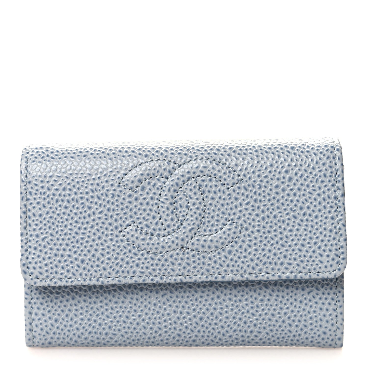 Chanel Caviar Timeless CC Card Holder Light Blue 1 of 9