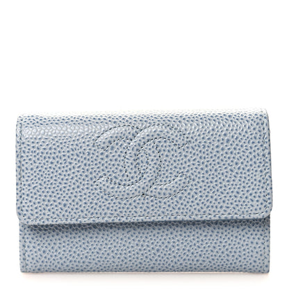 Chanel Caviar Timeless CC Card Holder Light Blue 1 of 9