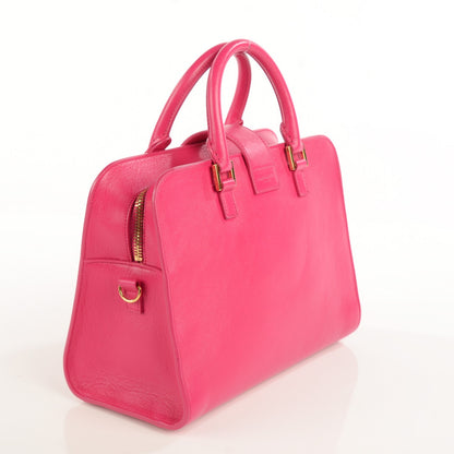 Saint Laurent Calfskin Small Monogram Cabas Lipstick Fuchsia 3 of 9