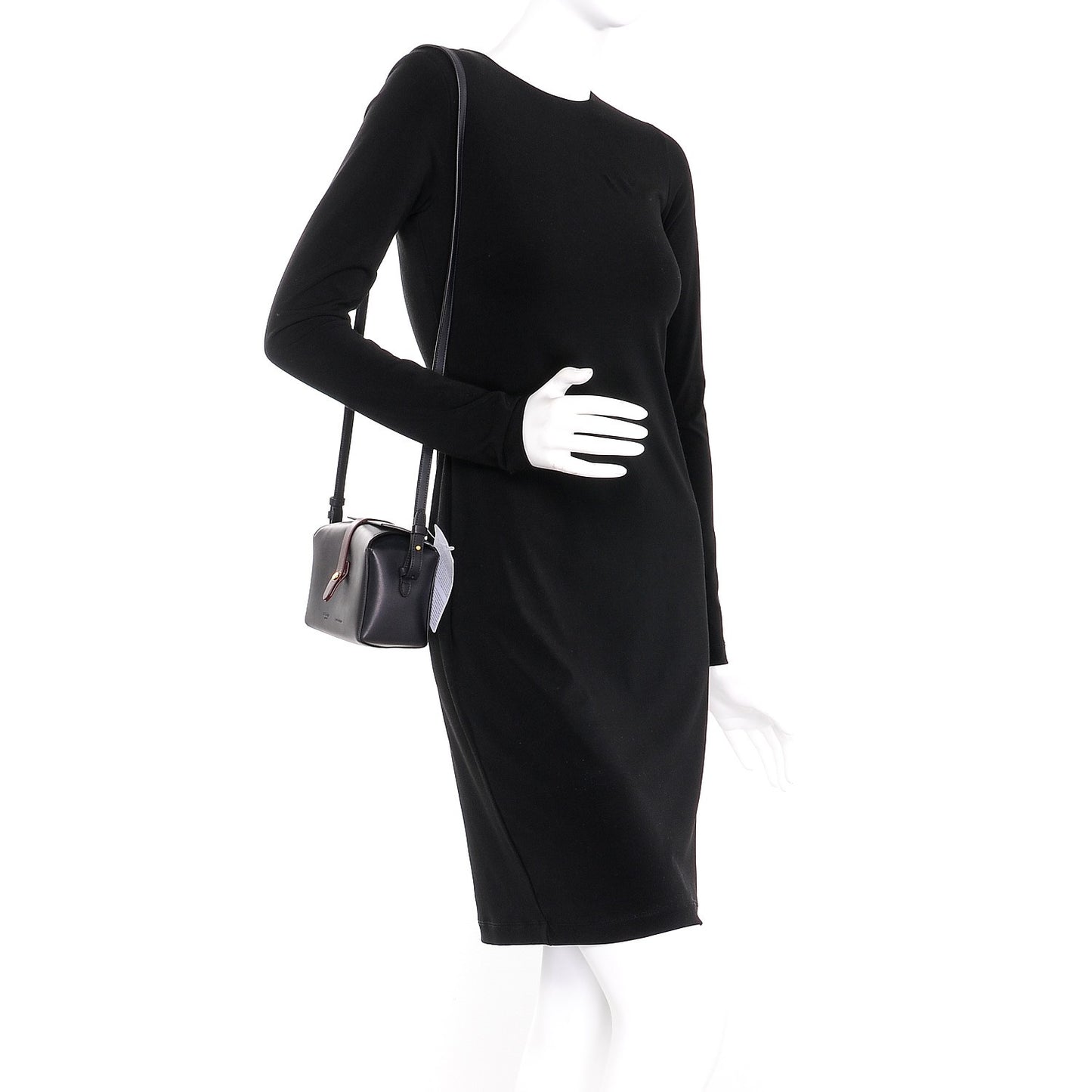 Sleek Calfskin Box On Strap Bag Navy Blue