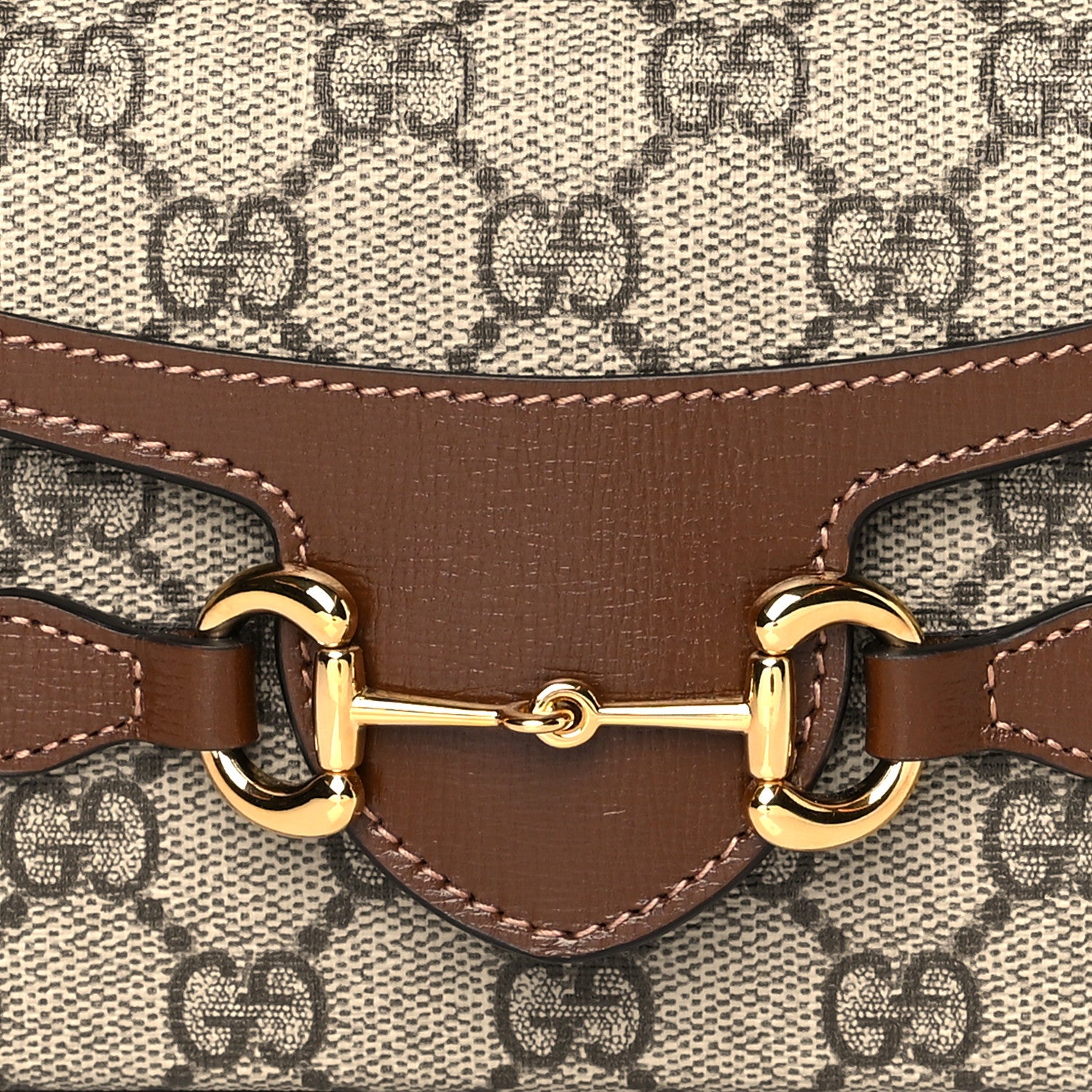 Gucci GG Supreme Monogram Mini Horsebit 1955 Shoulder Bag Beige Brown Sugar 7 of 10