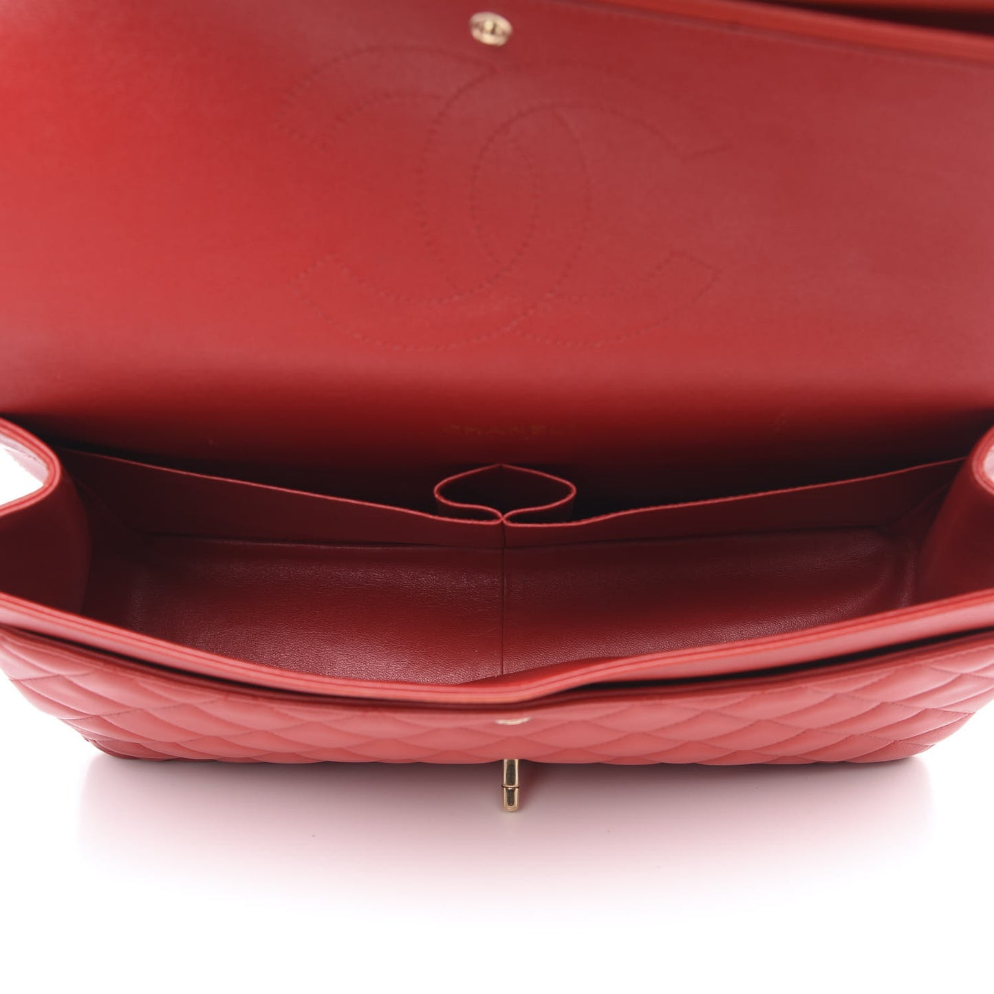Lambskin Quilted Maxi Double Flap Red