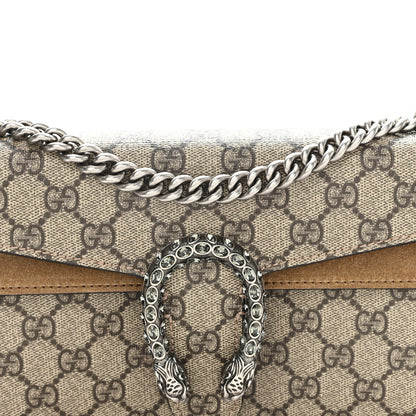 Gucci GG Supreme Monogram Suede Crystal Small Dionysus Shoulder Bag Beige Ebony Taupe 8 of 11