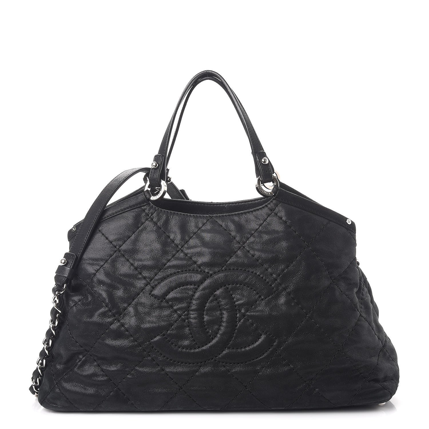 Chanel Iridescent Calfskin Quilted Small Sea Hit Tote Black 1 of 8