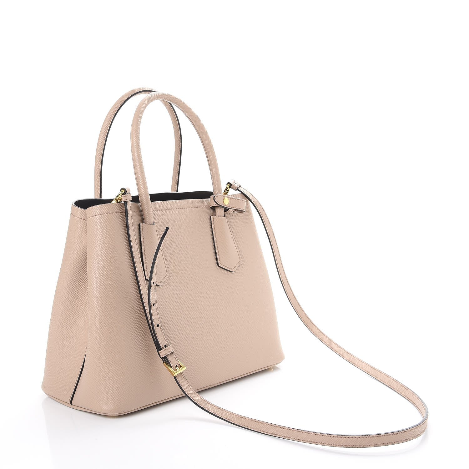 Prada Saffiano Cuir Small Double Bag Cammeo Nero Black 3 of 11