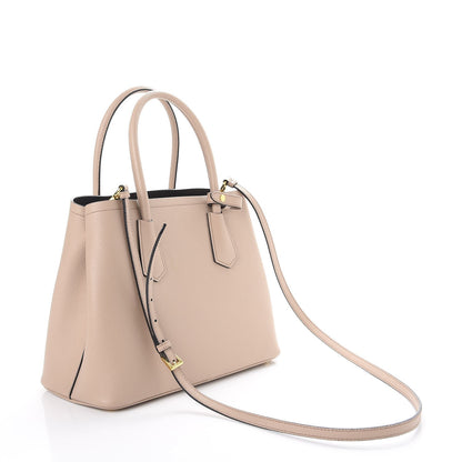 Prada Saffiano Cuir Small Double Bag Cammeo Nero Black 3 of 11