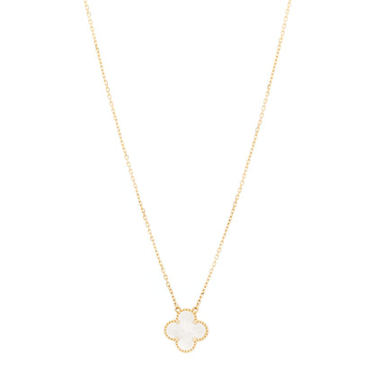 Van Cleef & Arpels 18K Yellow Gold Mother of Pearl Vintage Alhambra Pendant Necklace 1 of 7