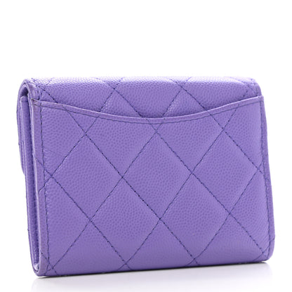 Chanel Caviar Quilted Flap Card Holder Wallet Purple 3 of 9