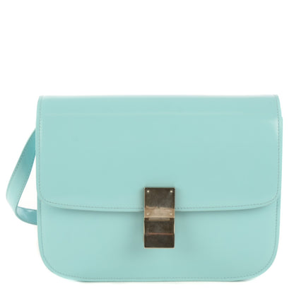Celine Spazzolato Calfskin Classic Box Medium Flap Bag Azur 1 of 8