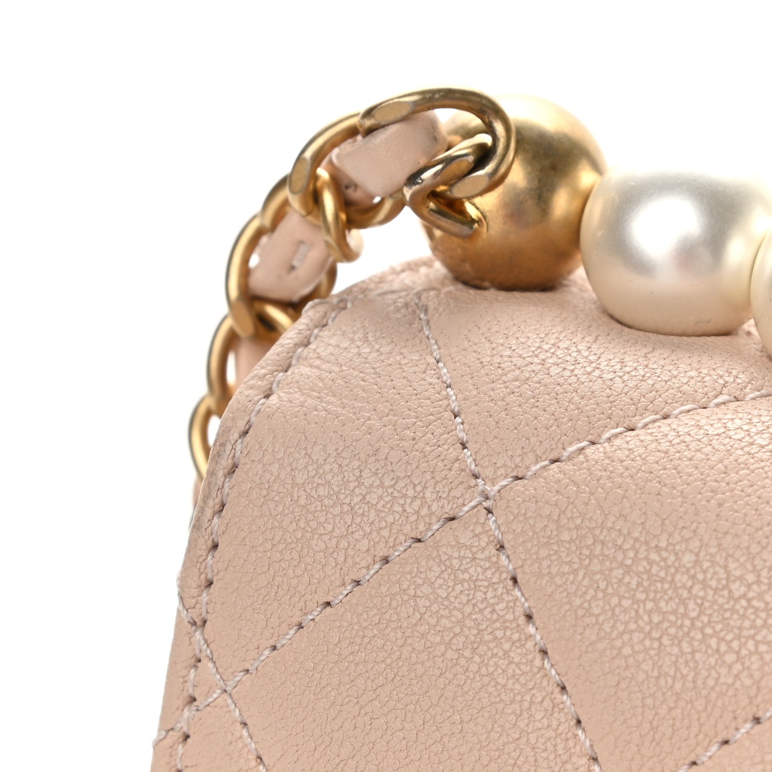 Chanel Lambskin Quilted Small Chic Pearls Flap Beige 12 of 13