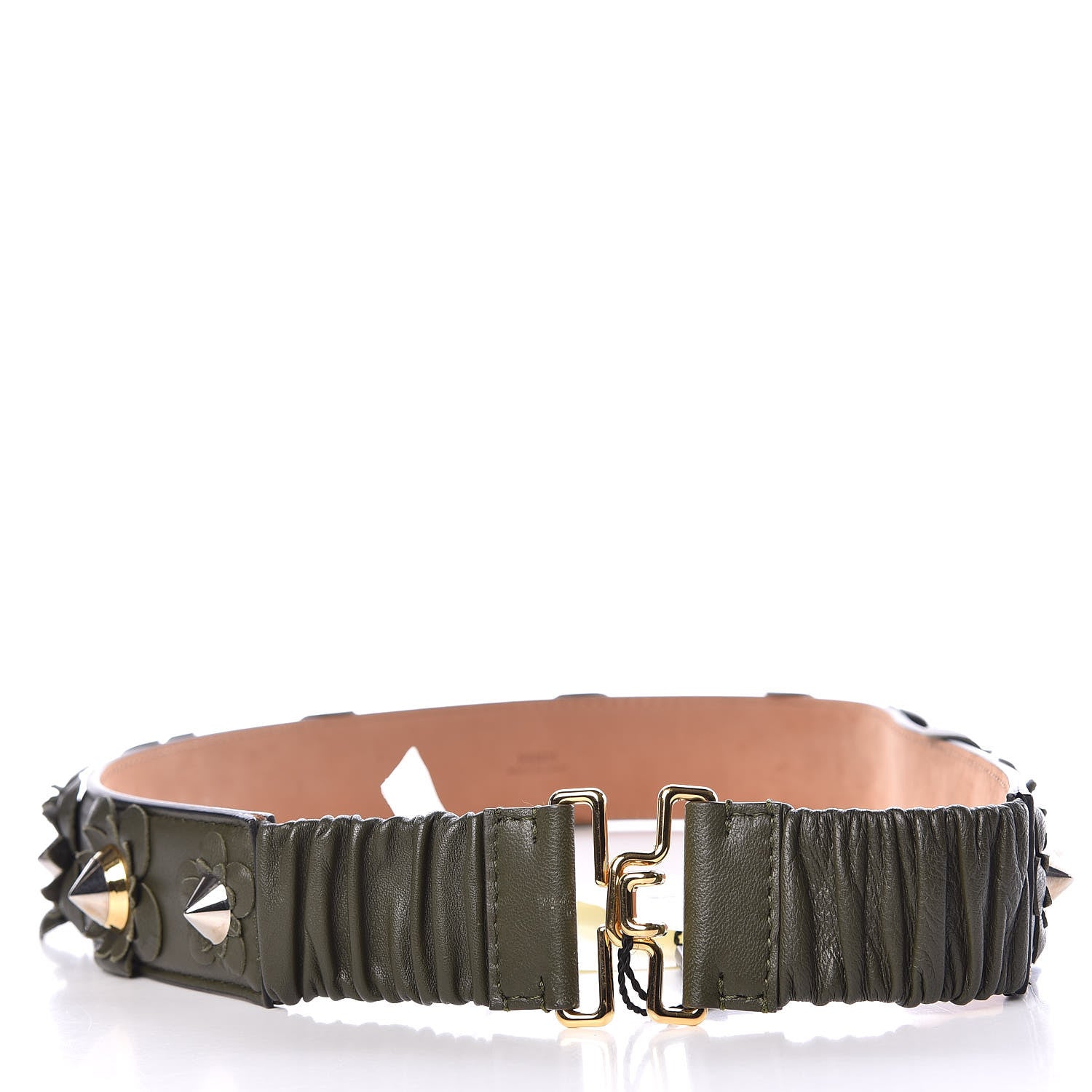 Fendi Calfskin Flowerland Belt 85 34 Green 3 of 5