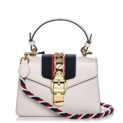 Gucci Calfskin Mini Sylvie Top Handle Bag White 1 of 7