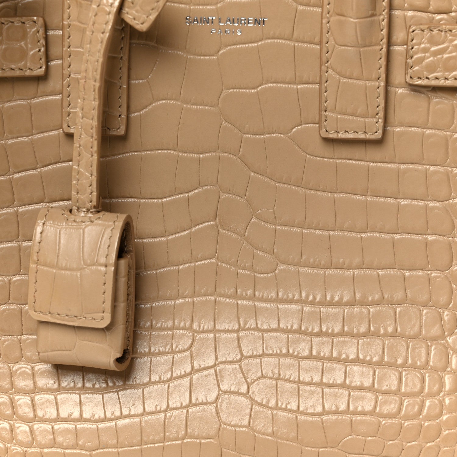 Saint Laurent Calfskin Crocodile Embossed Nano Sac De Jour Brown 9 of 11