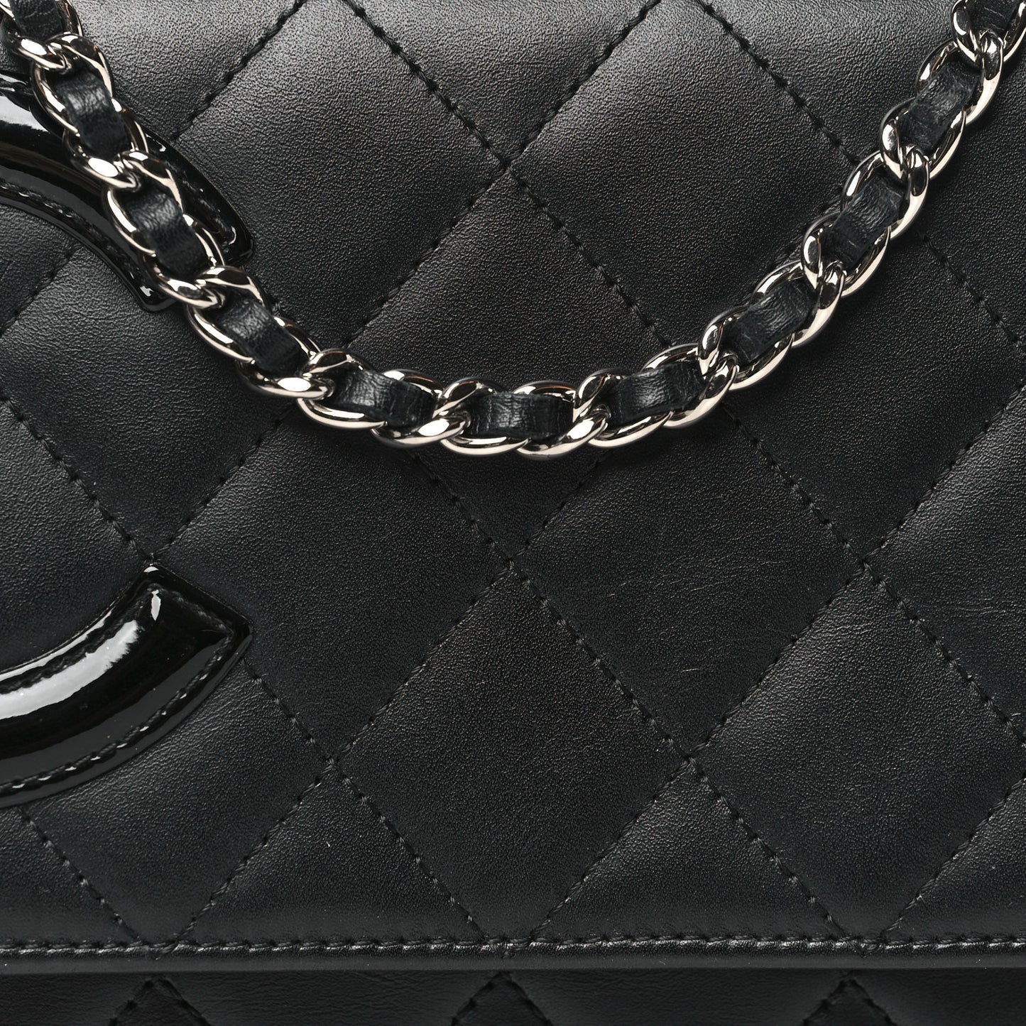 Calfskin Quilted Cambon Wallet on Chain WOC Black