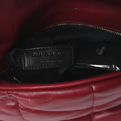 Saint Laurent Lambskin Quilted Small Loulou Puffer Monogram Chain Satchel Red 7 of 10