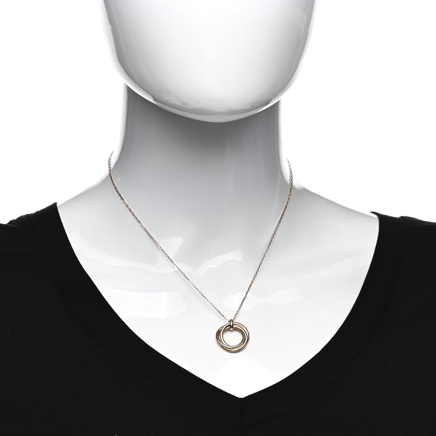 18K Pink Gold Diamond Trinity Pendant Necklace