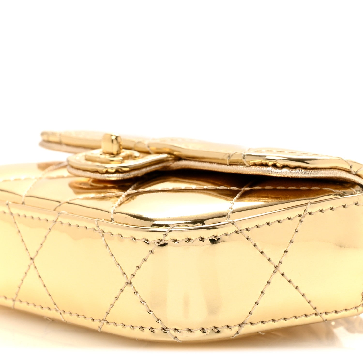 Chanel Mirror Metallic Calfskin Quilted Mini Top Handle Flap Gold 10 of 11