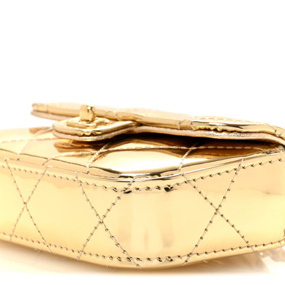 Chanel Mirror Metallic Calfskin Quilted Mini Top Handle Flap Gold 10 of 11