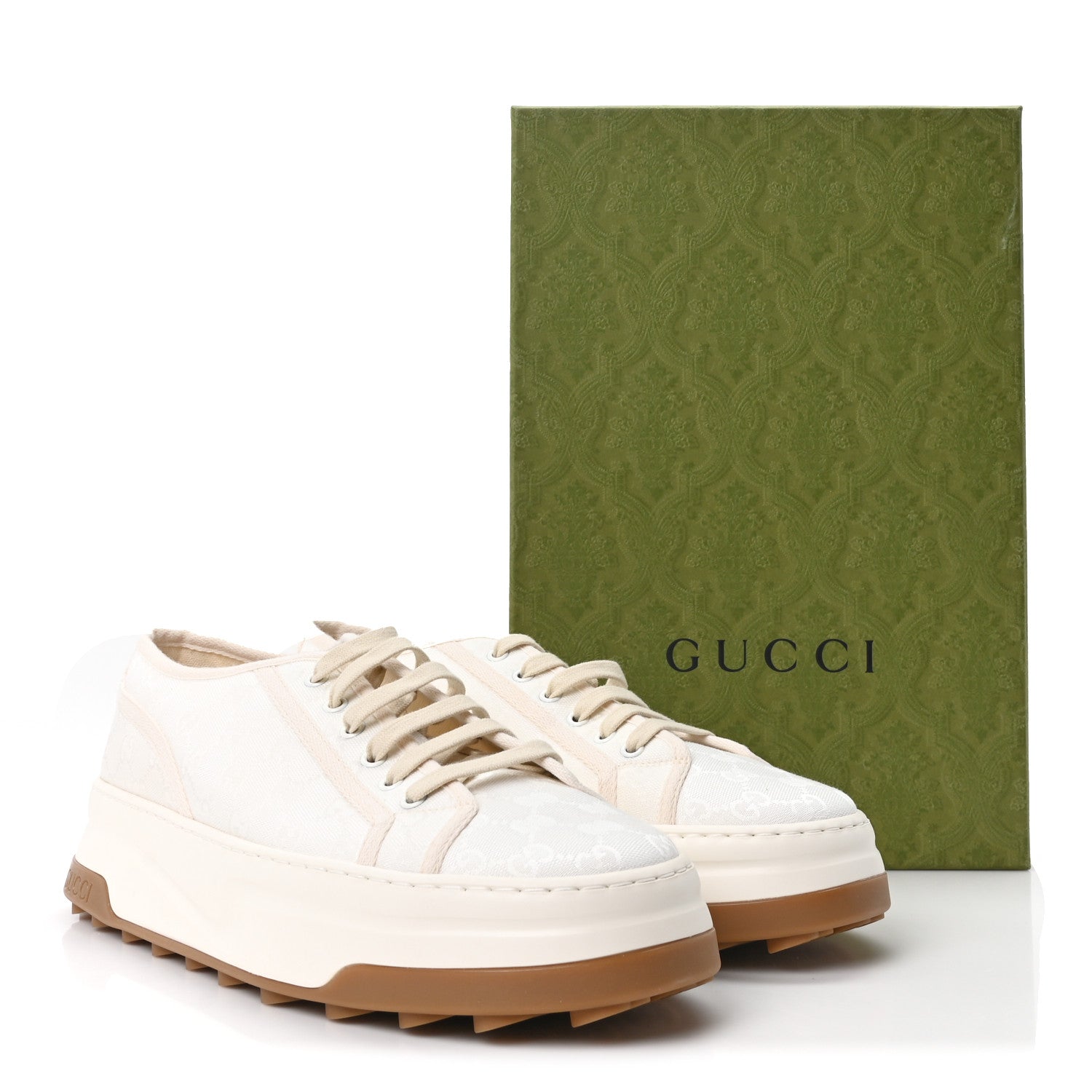 Gucci GG Monogram Mens 1977 Tennis Platform 52mm Sneakers 11 Great White Mystic White 9 of 9