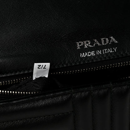 Prada Soft Calfskin Impunture Diagramme Medium Chain Flap Shoulder Bag Black 7 of 10