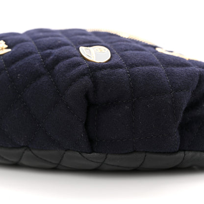 Chanel Wool Lambskin Quilted Paris Hamburg Charms Waist Bag Dark Navy 10 of 11