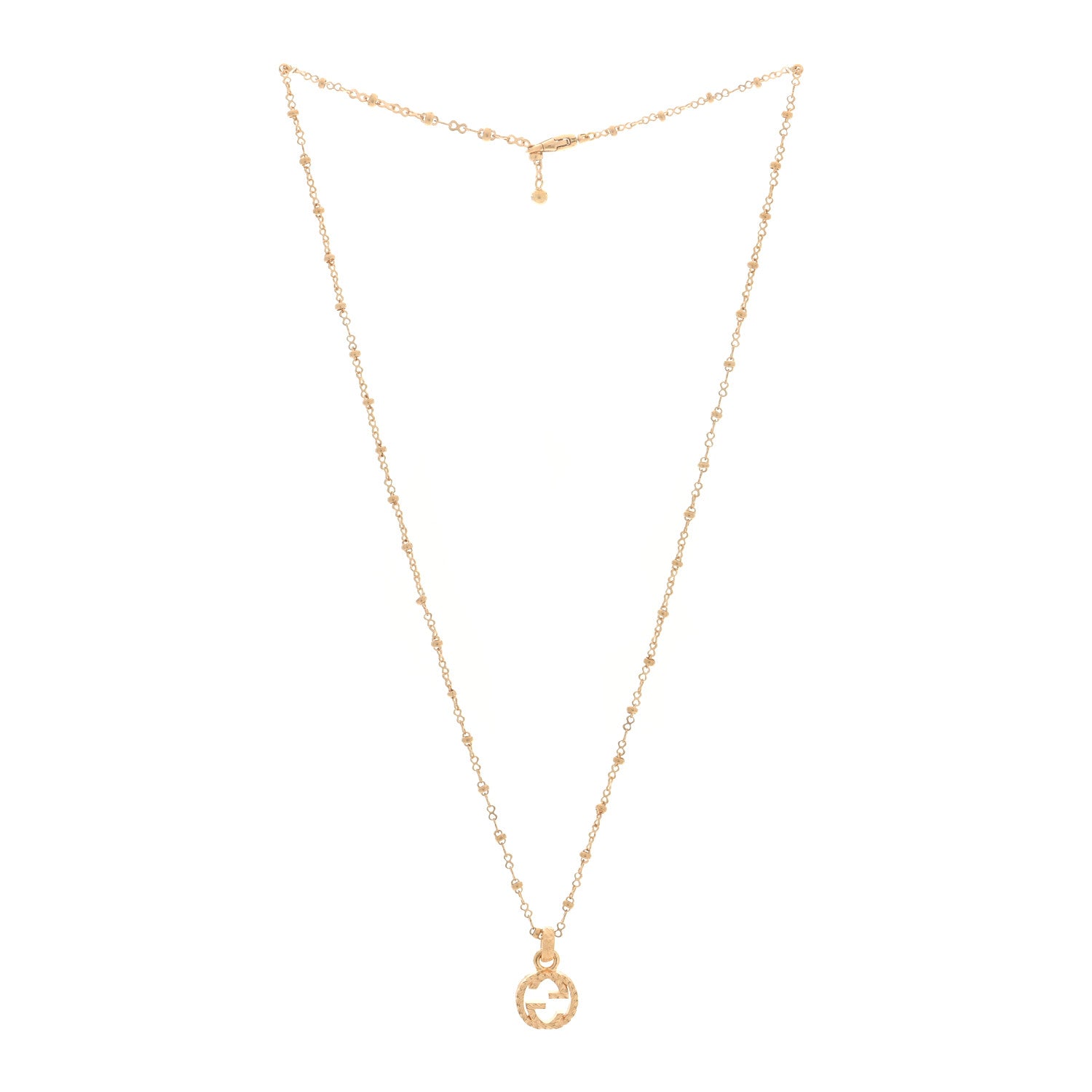Gucci 18K Yellow Gold Running GG Pendant Necklace 3 of 5