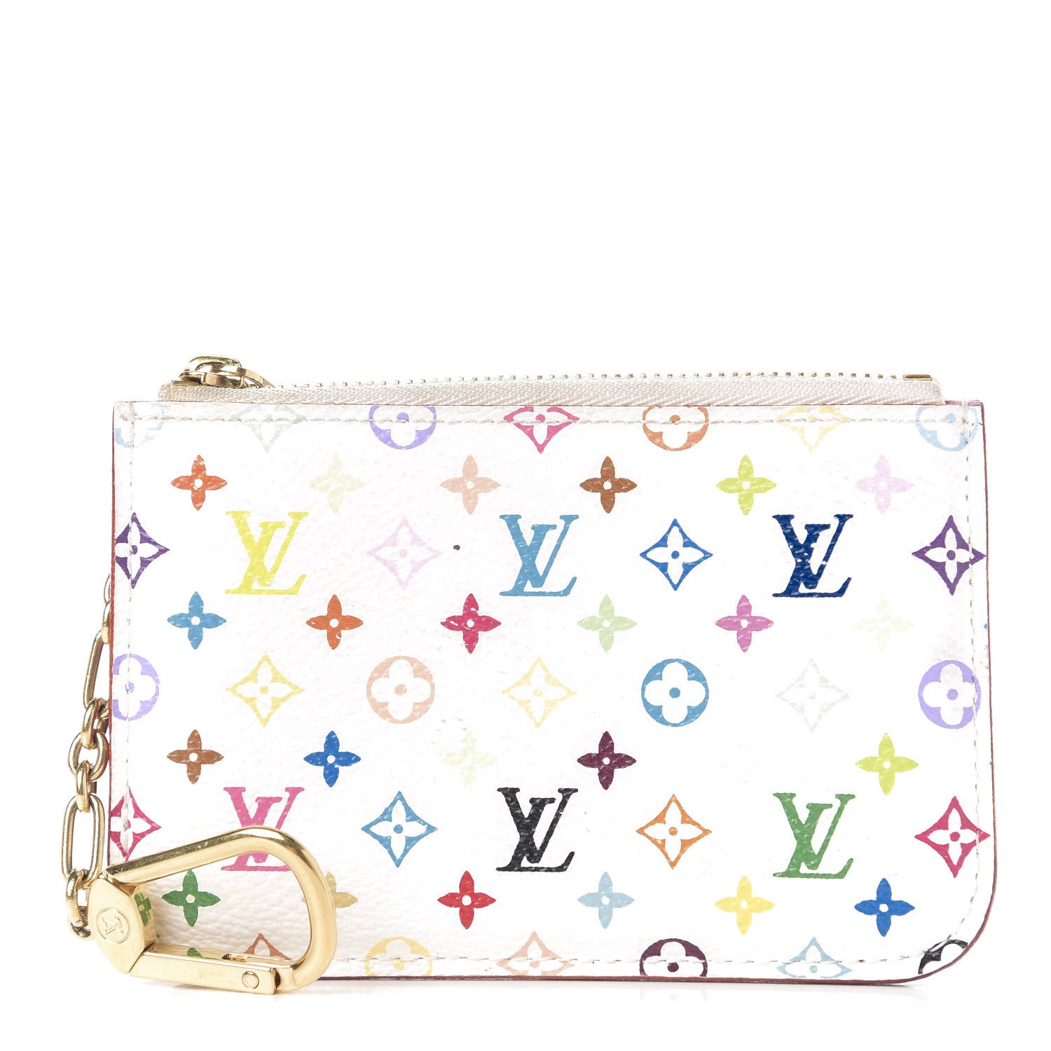 Louis Vuitton Monogram Multicolor Key Pouch White Litchi 1 of 12